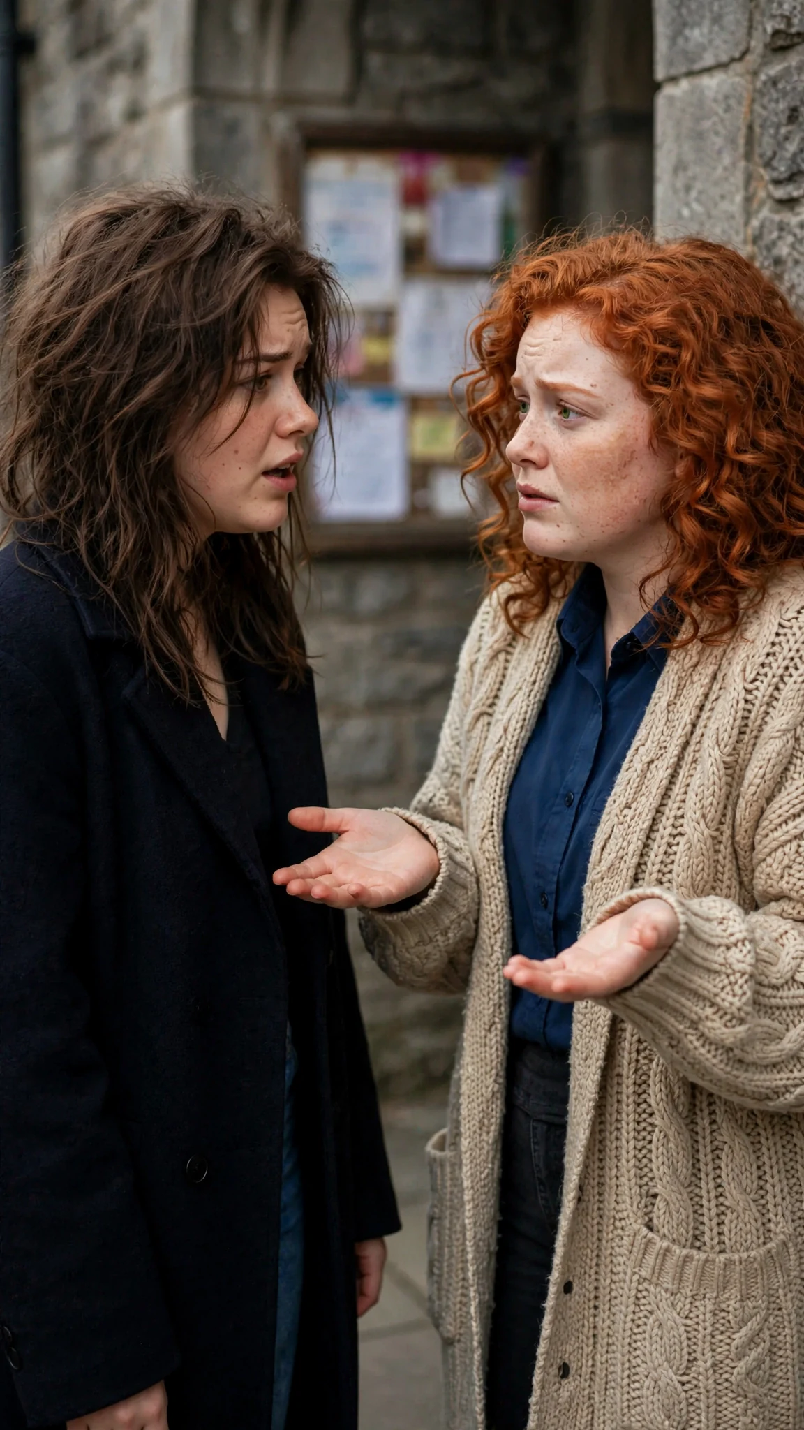Nell asks a question, Tilda shrugs helplessly.