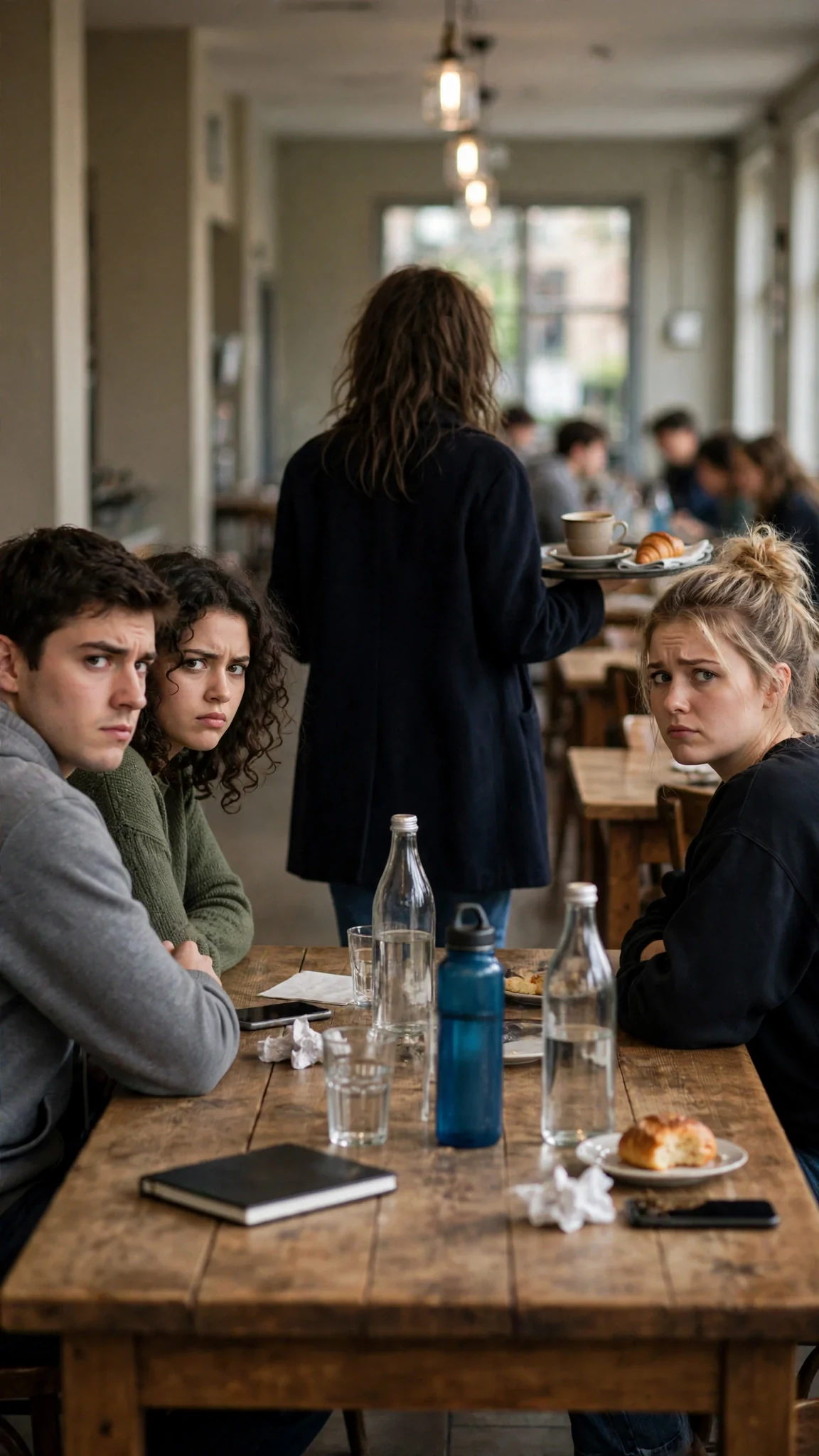 Nell walks between the long tables, students turning to watch her.