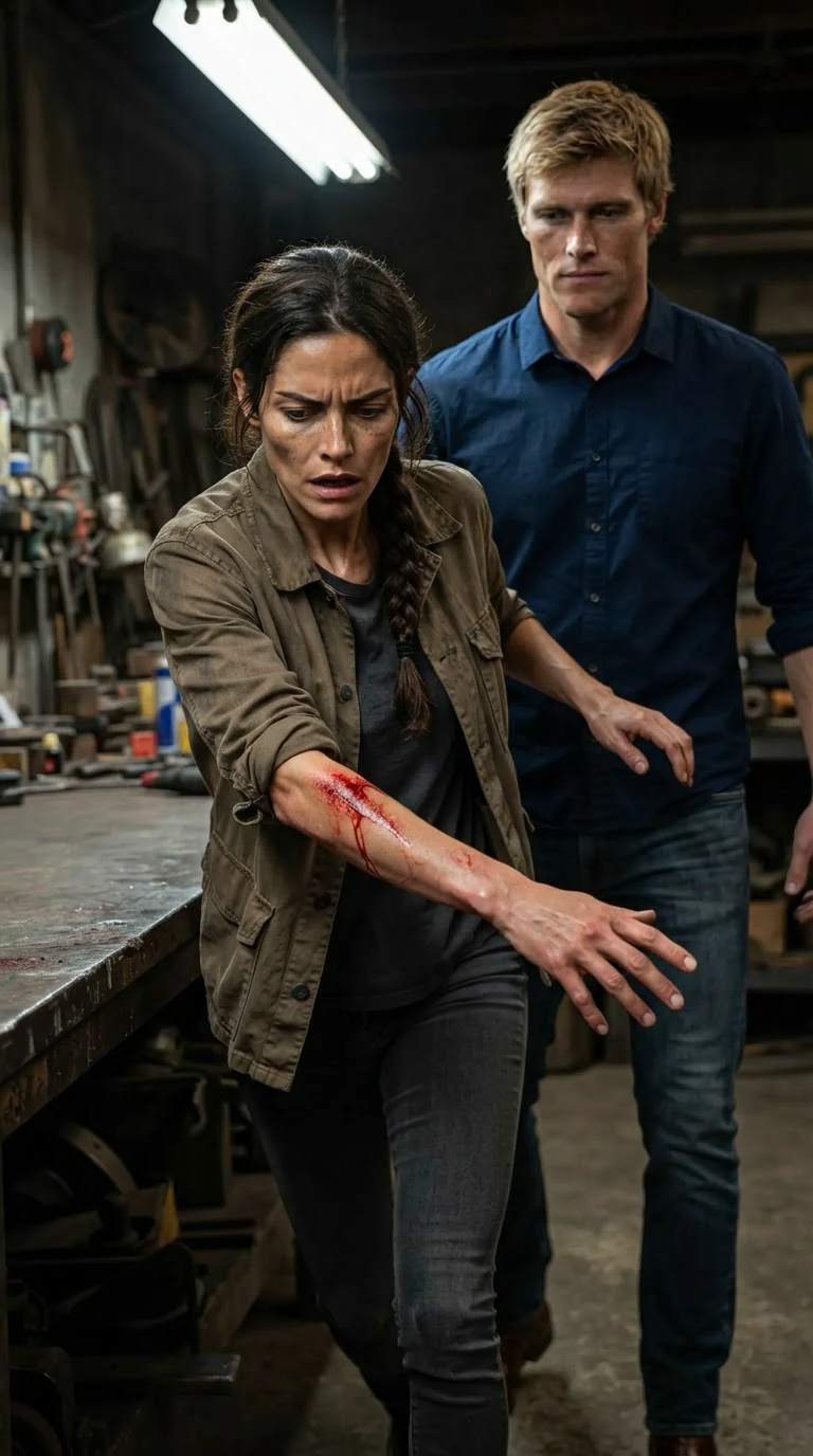 Nessa hits the edge of a long table, gripping her bleeding forearm.