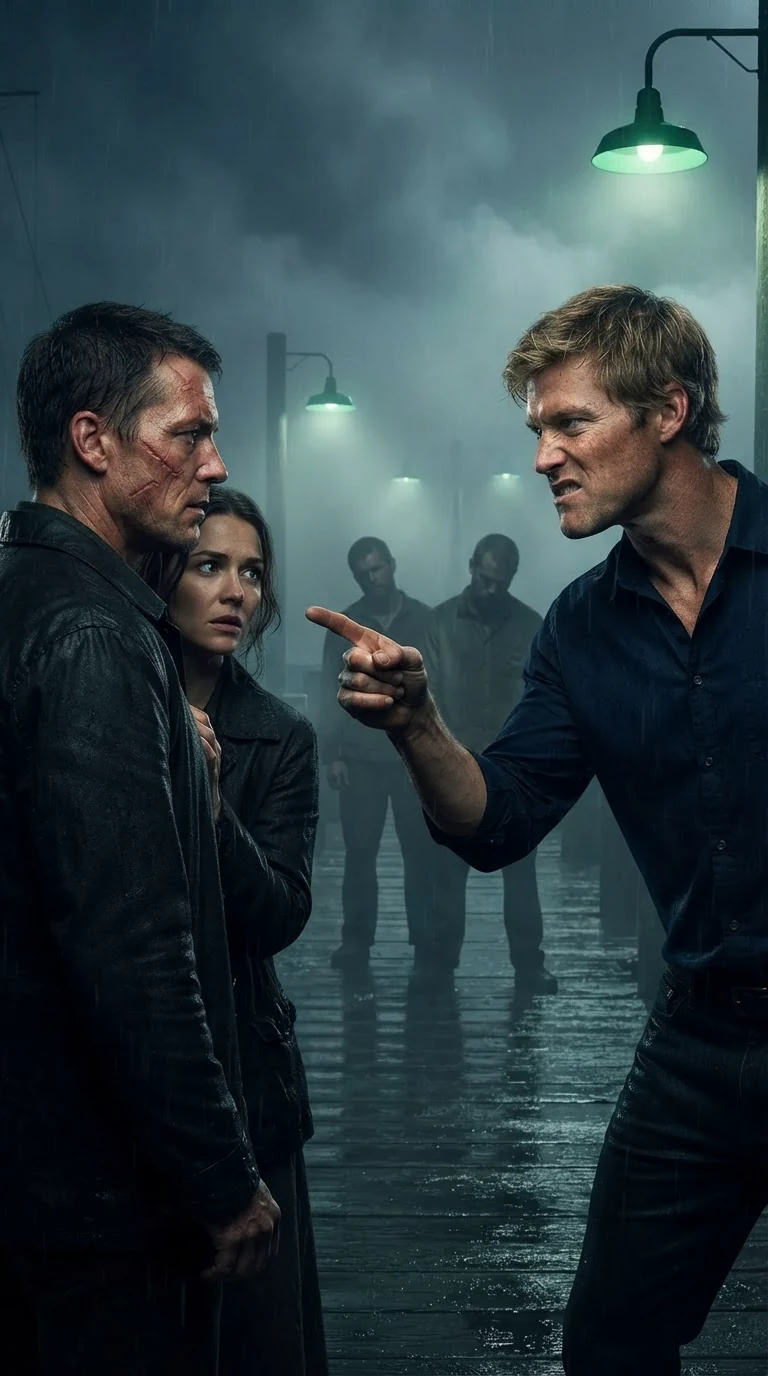 Dax steps forward, furious, pointing at the rogue.