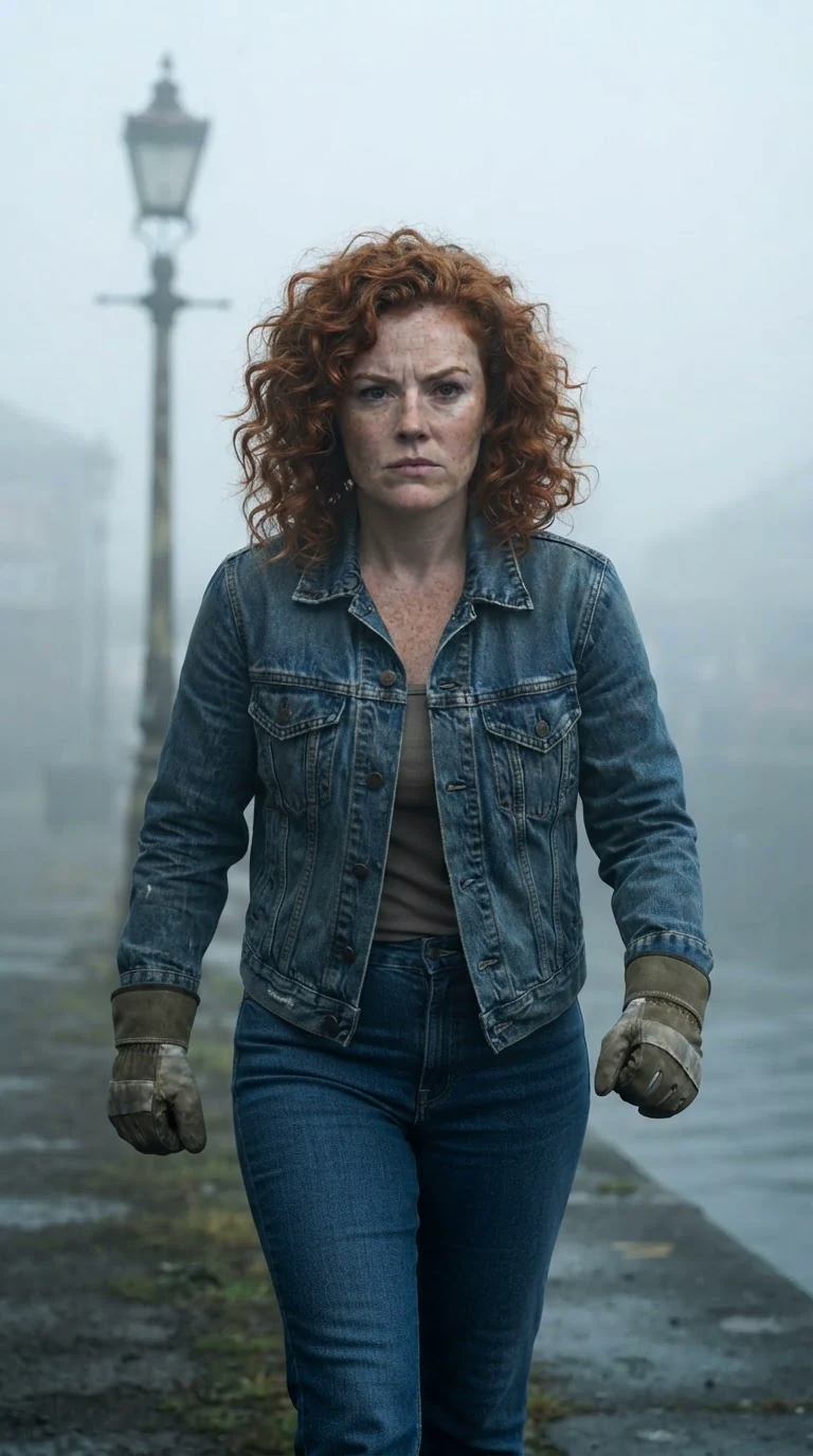 Billie stomps through the fog after Kier, fists clenched.