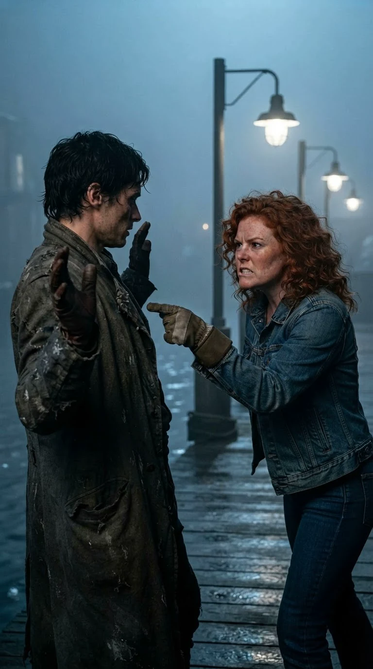 Billie points at Kier's chest, furious.