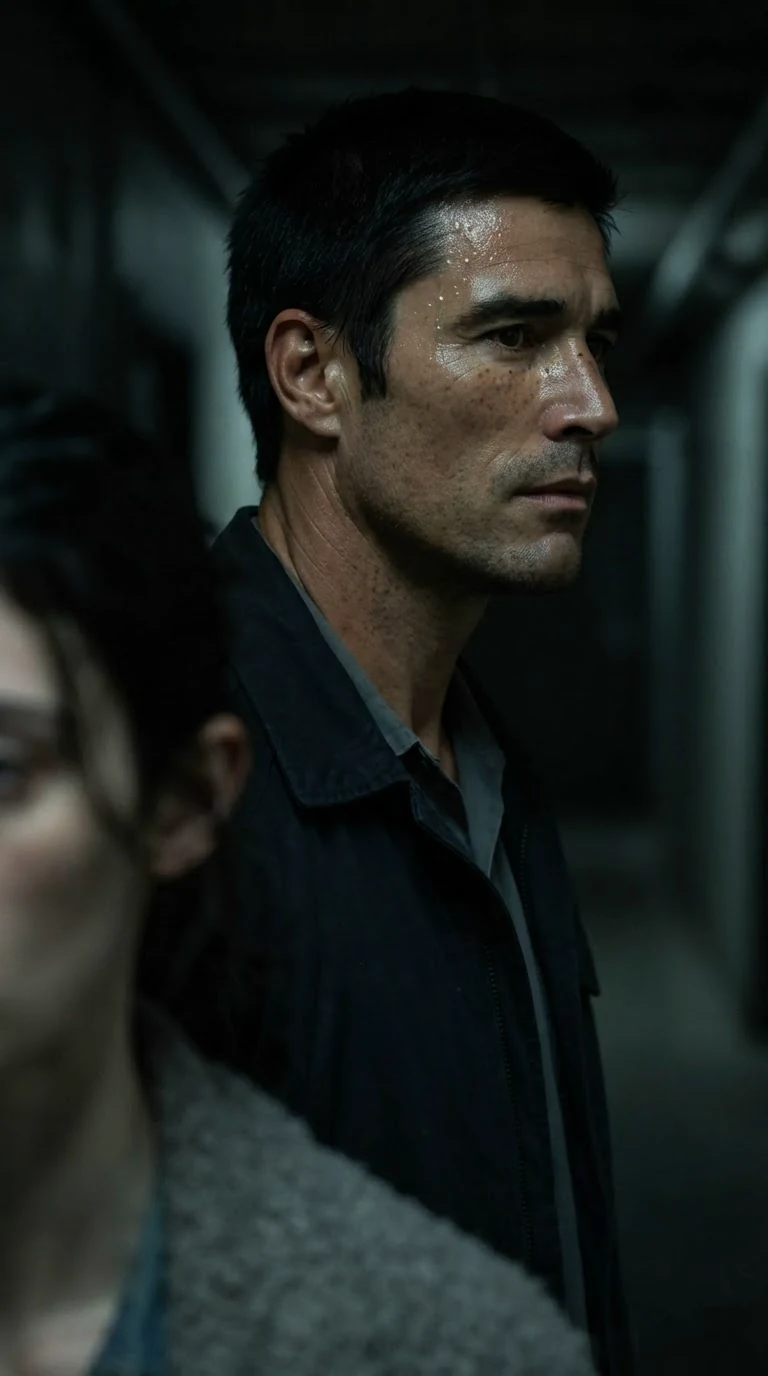 The Alpha stares past the woman at nothing, tension in his neck.