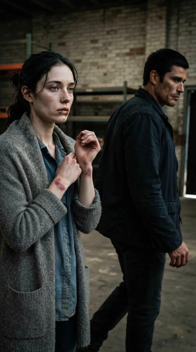 The Alpha releases her wrist, her arm dropping, red marks on the pale skin.
