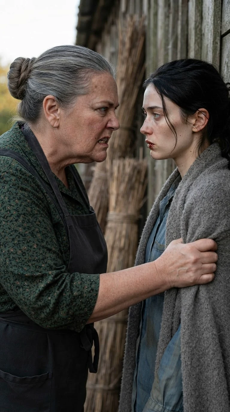 Trudie grips Fenna's arm hard and leans in close to threaten her.