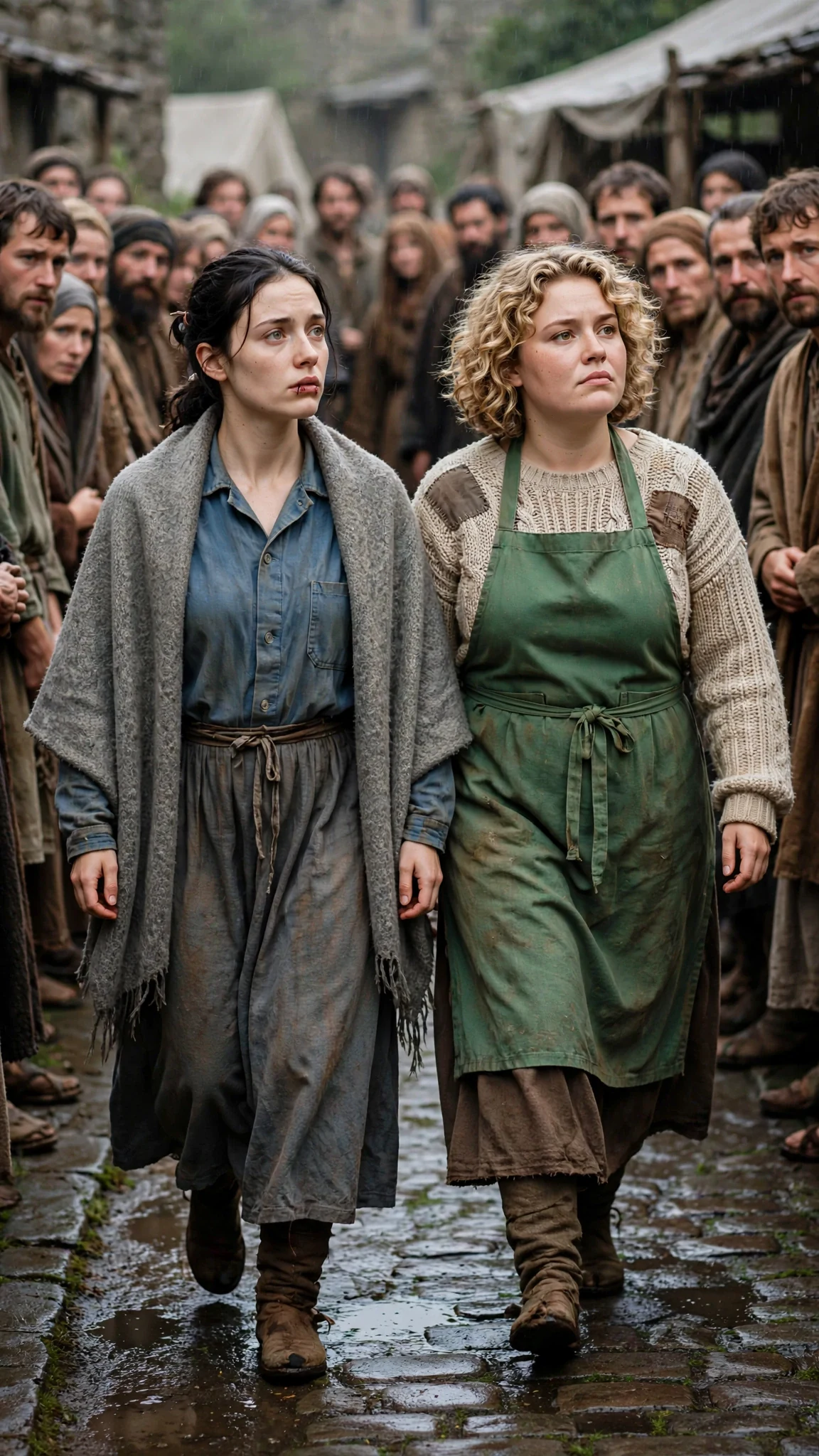 Fenna walking with her shawl pulled tight, Pella beside her, the crowd parting.