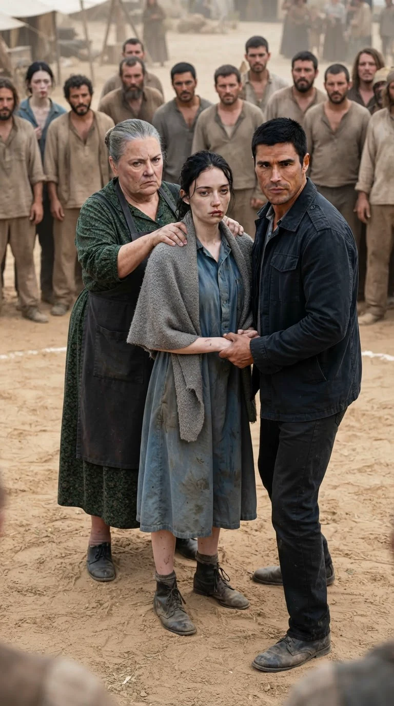 Trudie digs her nails into Fenna's shoulder and spits threats while the pack watches.