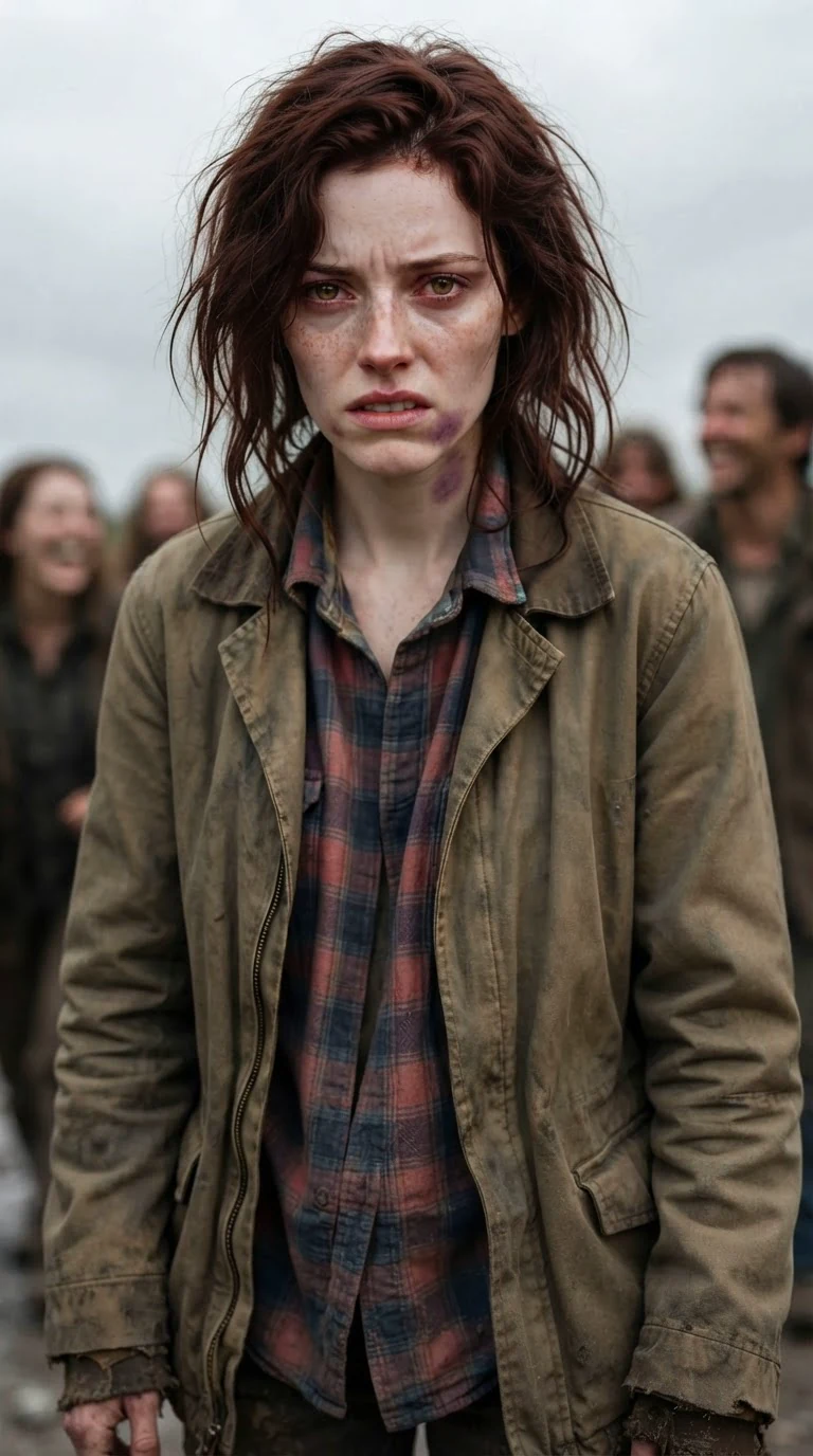 Garnet clenches her jaw in the muddy yard as laughter moves through the pack.