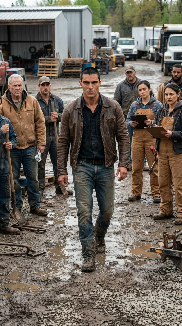 The alpha strides across the yard, workers frozen and staring around him.