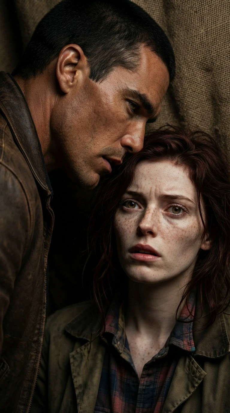 The alpha leans down close, mouth near her ear, eyes hard.