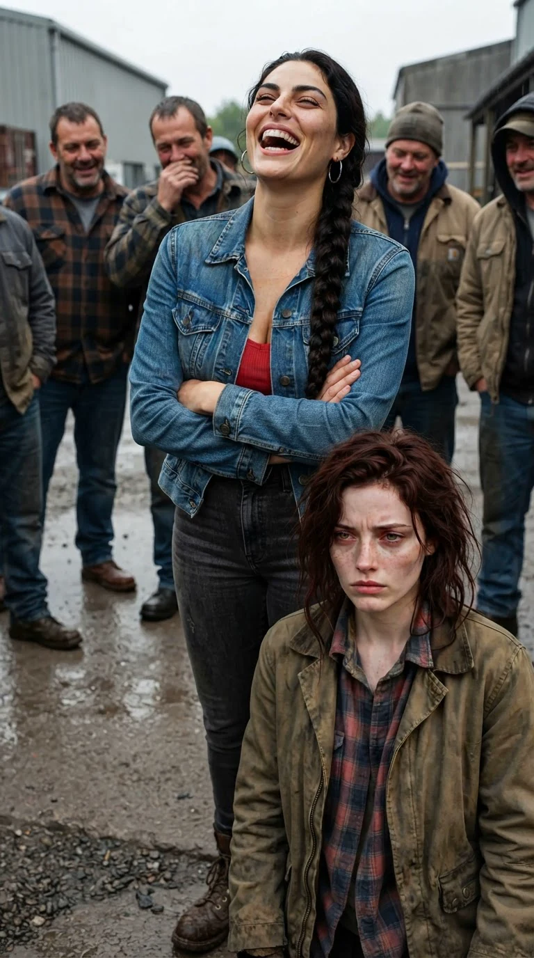 Hedda laughs openly at Garnet while pack workers around the pens grin and whisper.