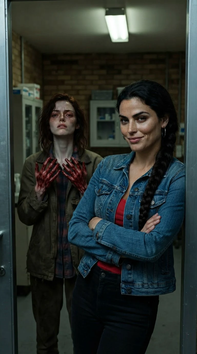 Hedda smirks in the clinic doorway.