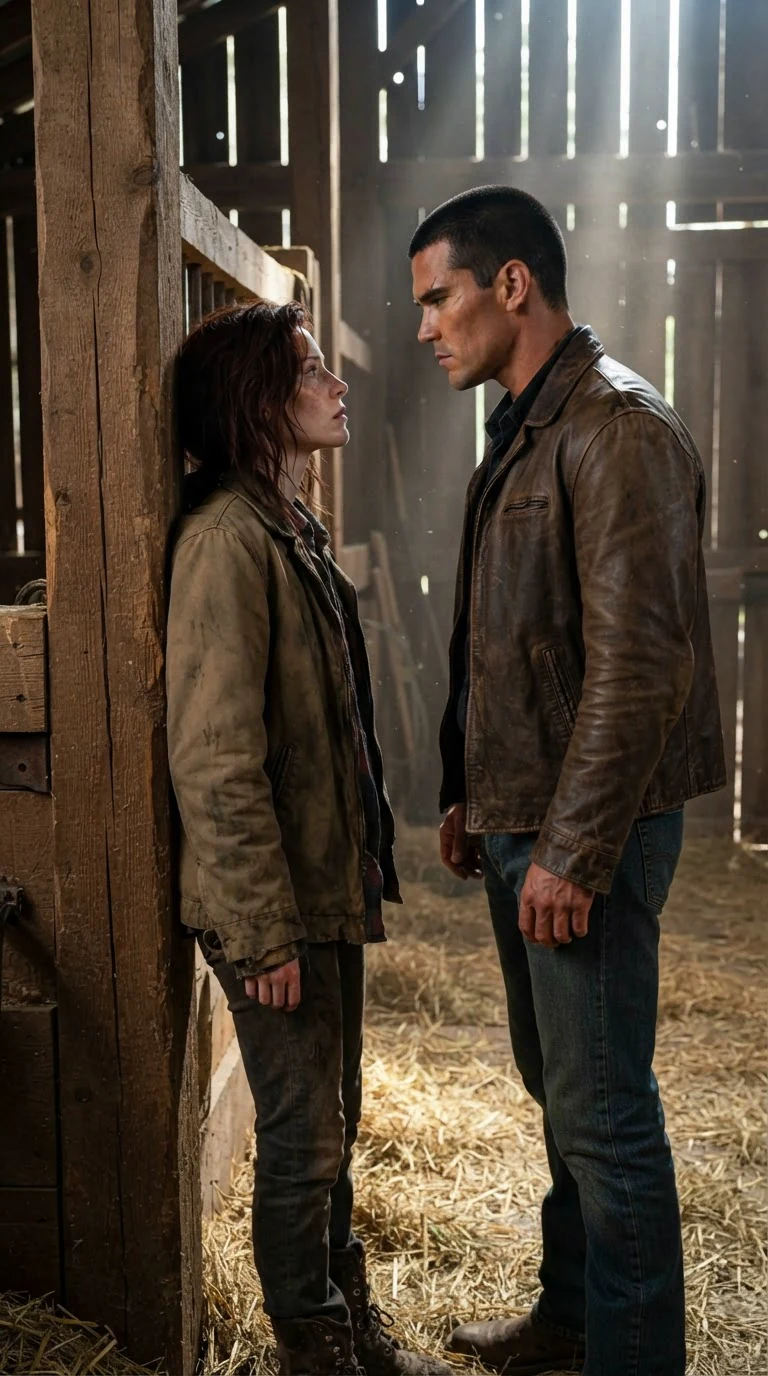 He steps in close and her shoulders hit the stall post, her chin lifting to meet his eyes.