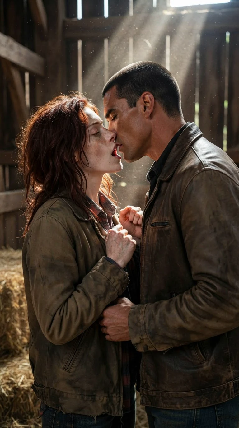 Her fists uncurl in his shirt and she pulls him closer instead of pushing him away.