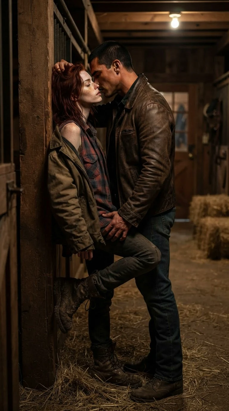 He presses her to the stall post with his thigh between hers and she rises on her toes.