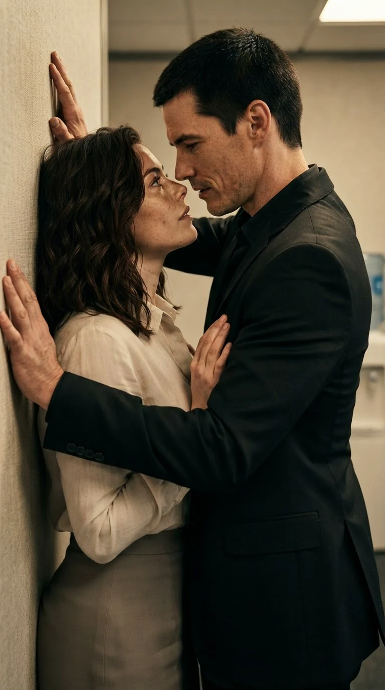 Dominic pins Sasha to the wall, their mouths inches apart.