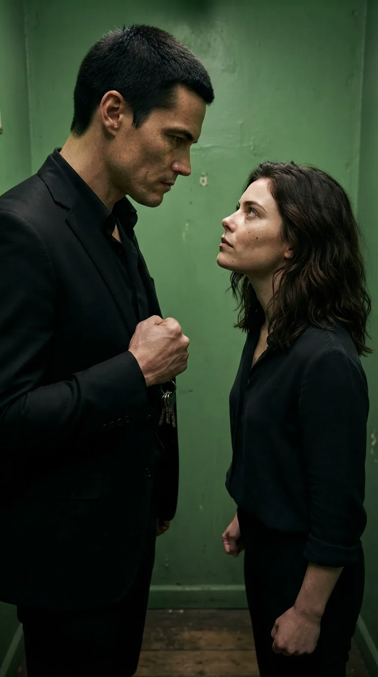 Dominic closes his fist around Sasha's keys and looks down at her with cold satisfaction.