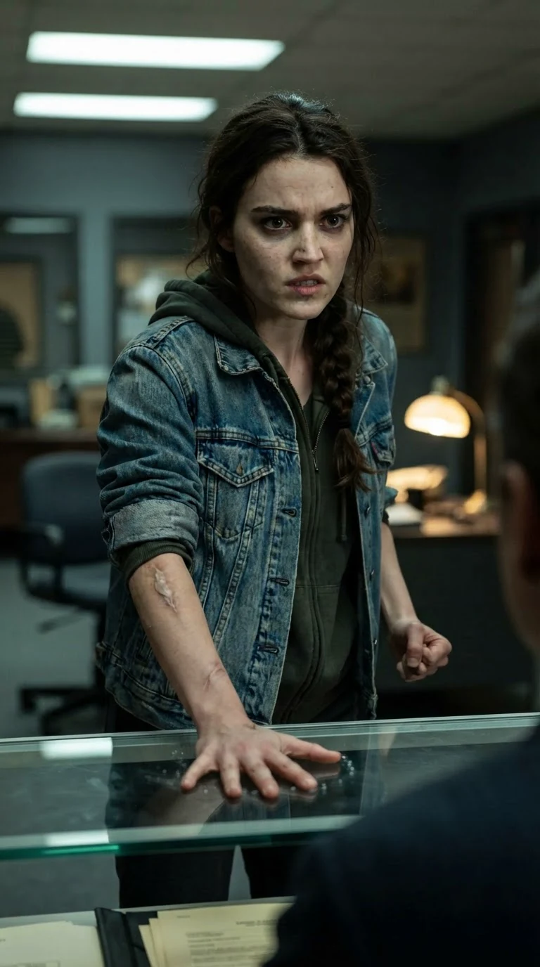 The young woman's hand slaps down on the counter as she finds her voice again.