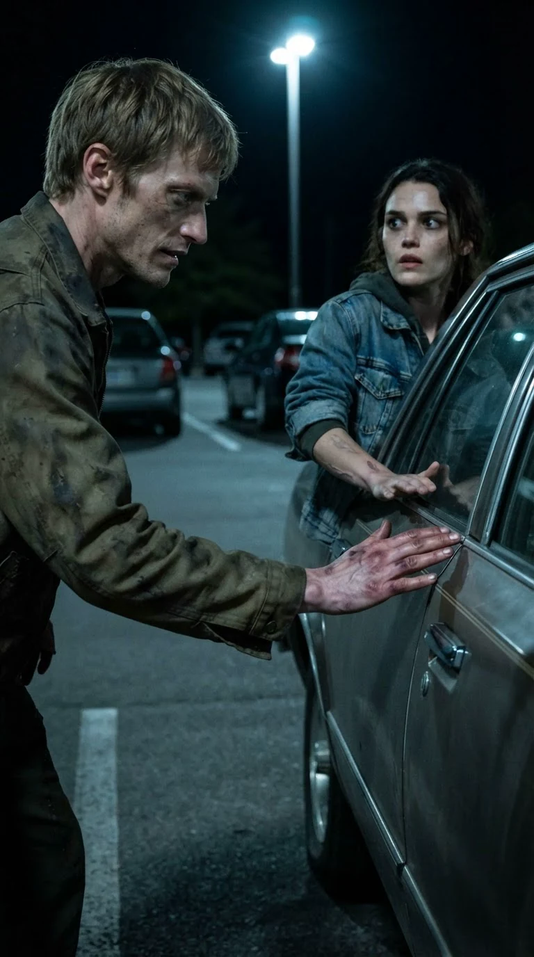 Vernon slams Lainey's car door shut with his palm as she reaches for the handle.