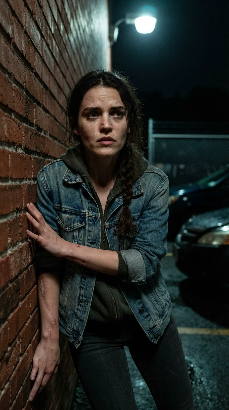 Lainey's knees buckle slightly against the wall, her eyes stinging.