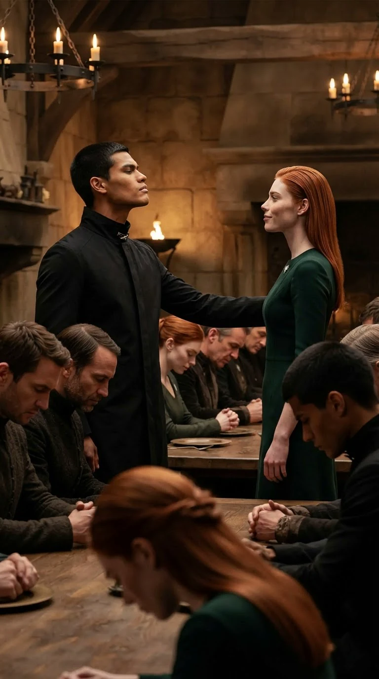 Torren puts an arm toward Verity as the pack bows their heads to her.