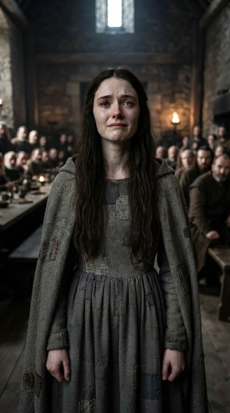 Linnea stands very still in the middle of the hall, her eyes bright but dry.