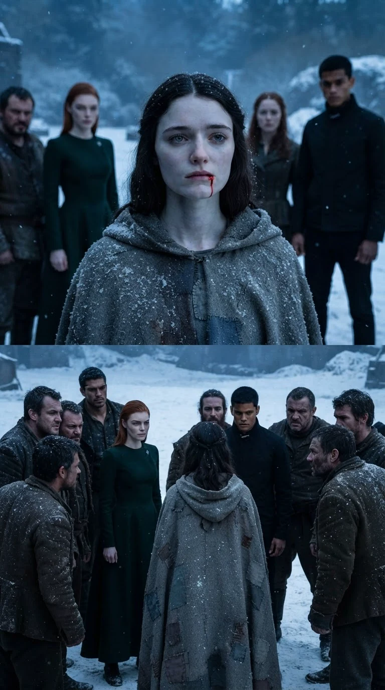 Linnea lifts her head and speaks, the pack watching.