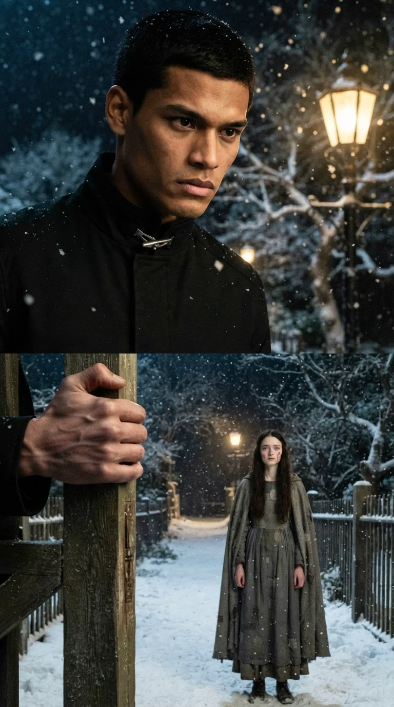 Torren's hand tightens on the gate post as he looks at the blood on her cheek.