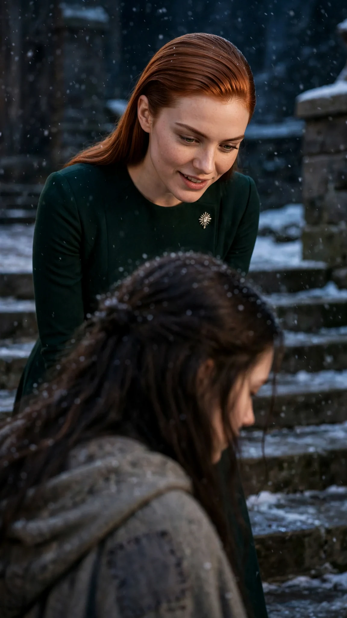 The copper-haired woman speaks down at Linnea with cold amusement.