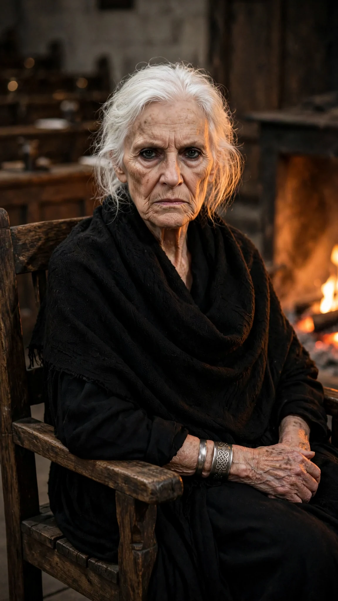 The gaunt elder sits back in her chair and folds her thin hands.