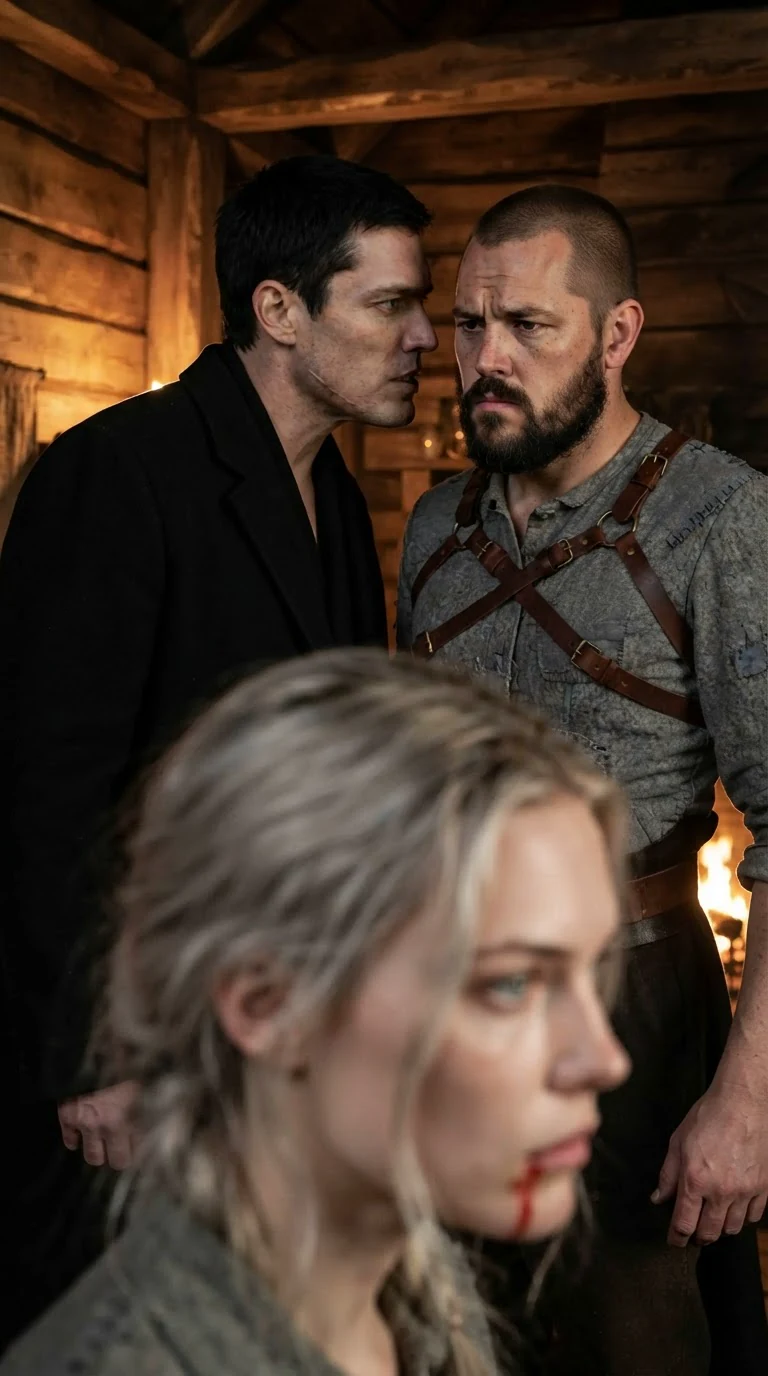 The Alpha speaks low into his Beta's ear while the young woman listens nearby.