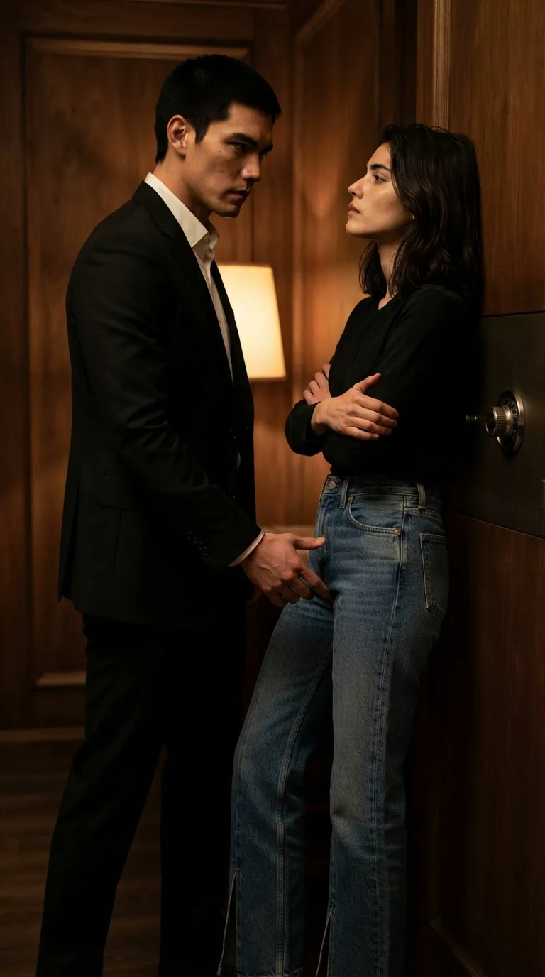Saverin pulls his hand back from Zara's hip, his face hard.