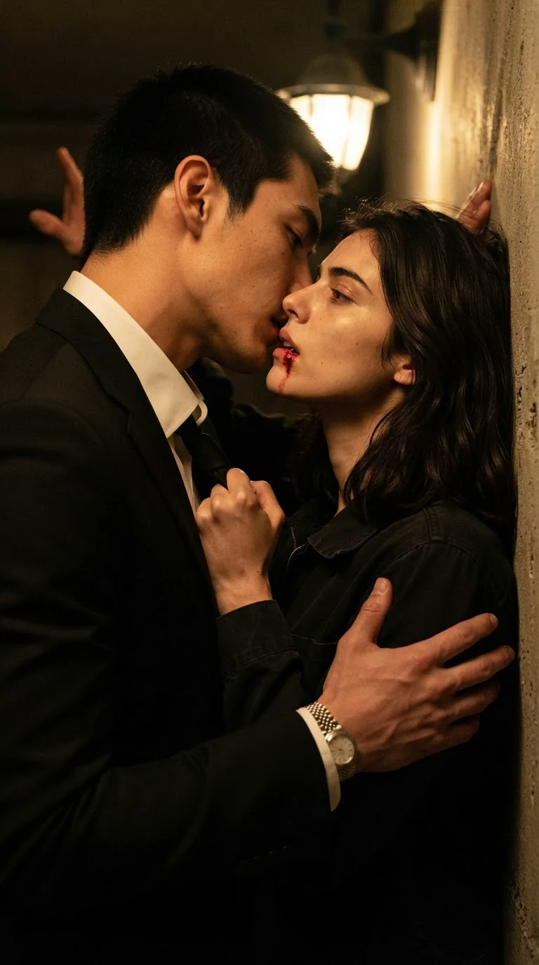 They kiss hard, his hand sliding up her ribs.