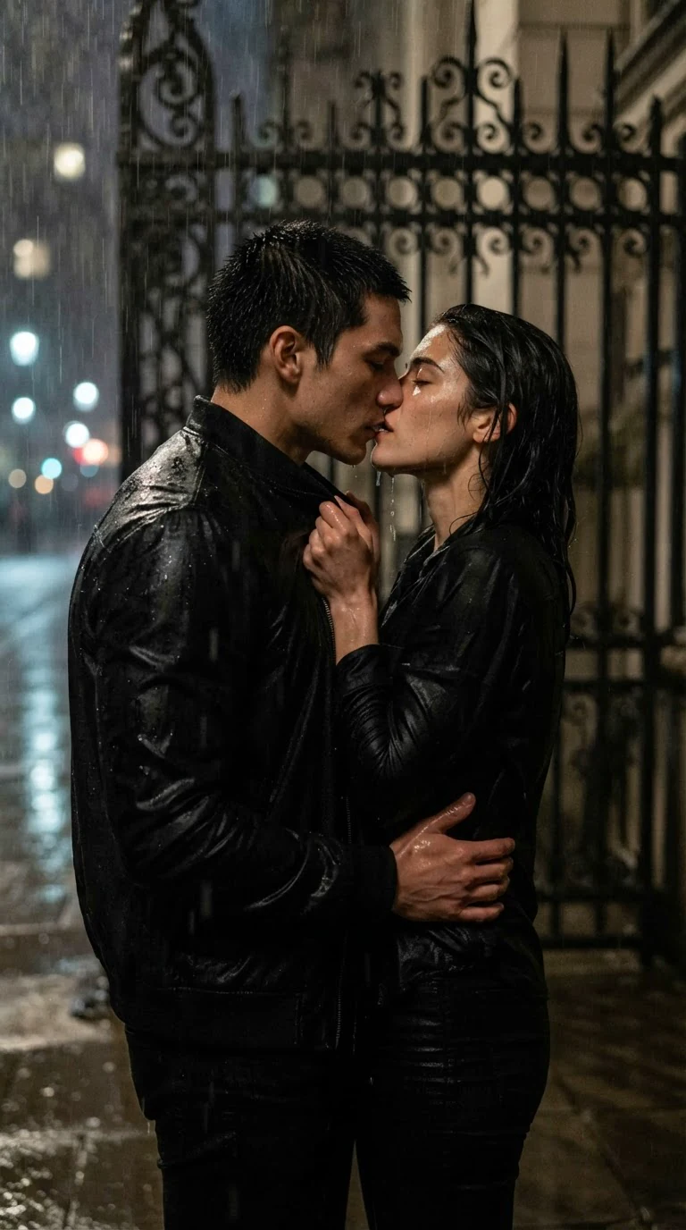 Zara drags Saverin down by the collar and kisses him hard at the gate.