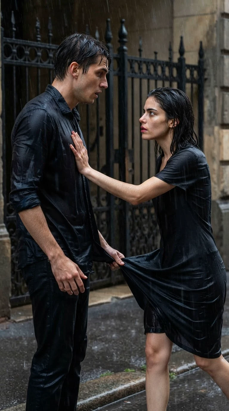 Zara presses her palm flat on his chest and steps back from the gate.