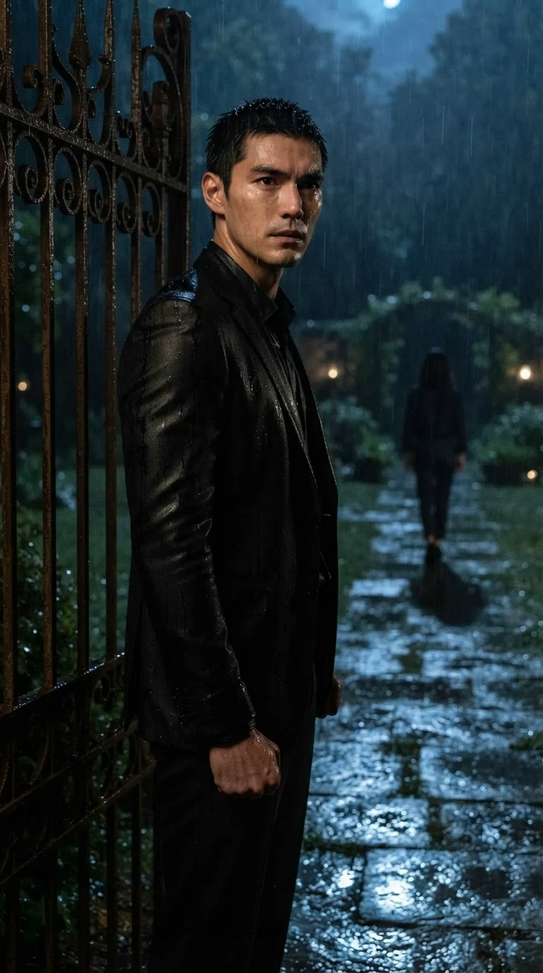 Saverin watches Zara walk away through the rain, fist clenched at his side.
