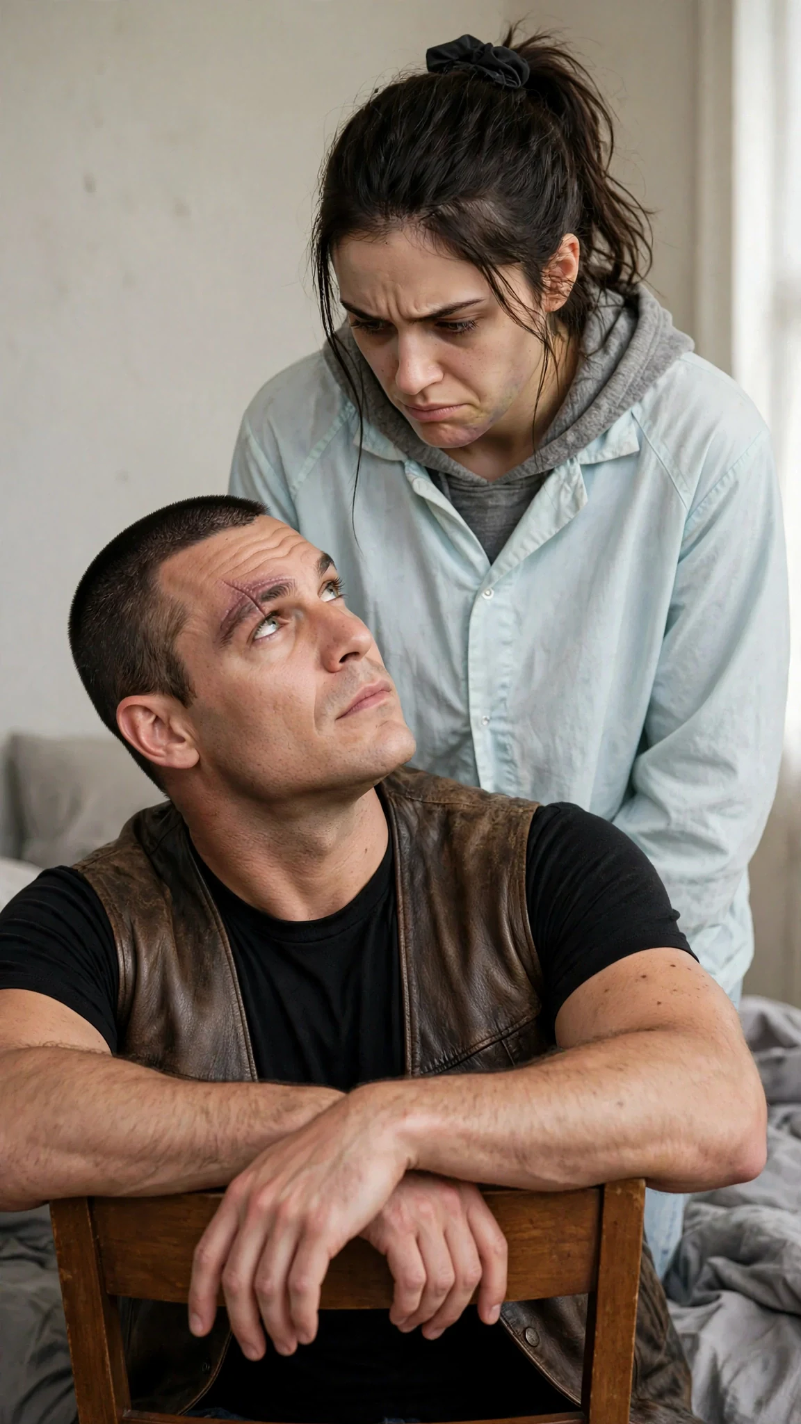 Kade looks up at Dara with a flat, patient expression that makes her go cold.