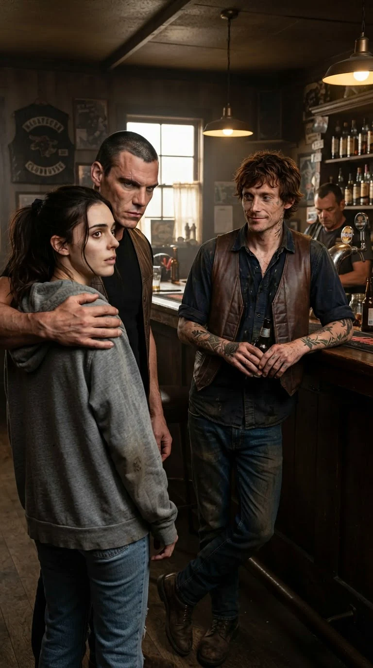 Rhys leans on the bar as Kade turns Dara toward him.