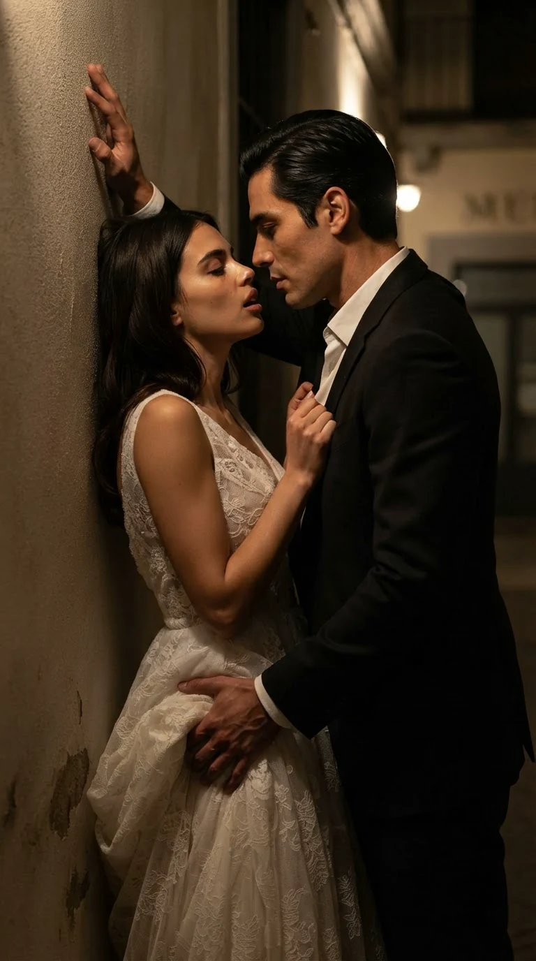 Dante's hand slides under the back of Lola's blouse against her bare skin.
