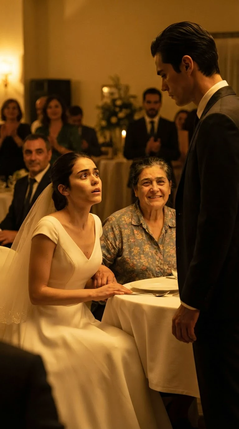 Lola stares up at Dante, frozen, while Rosa's hand digs into her knee.
