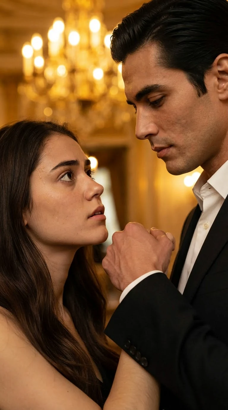 Lola stares at Dante, terrified, her wrist still in his grip.
