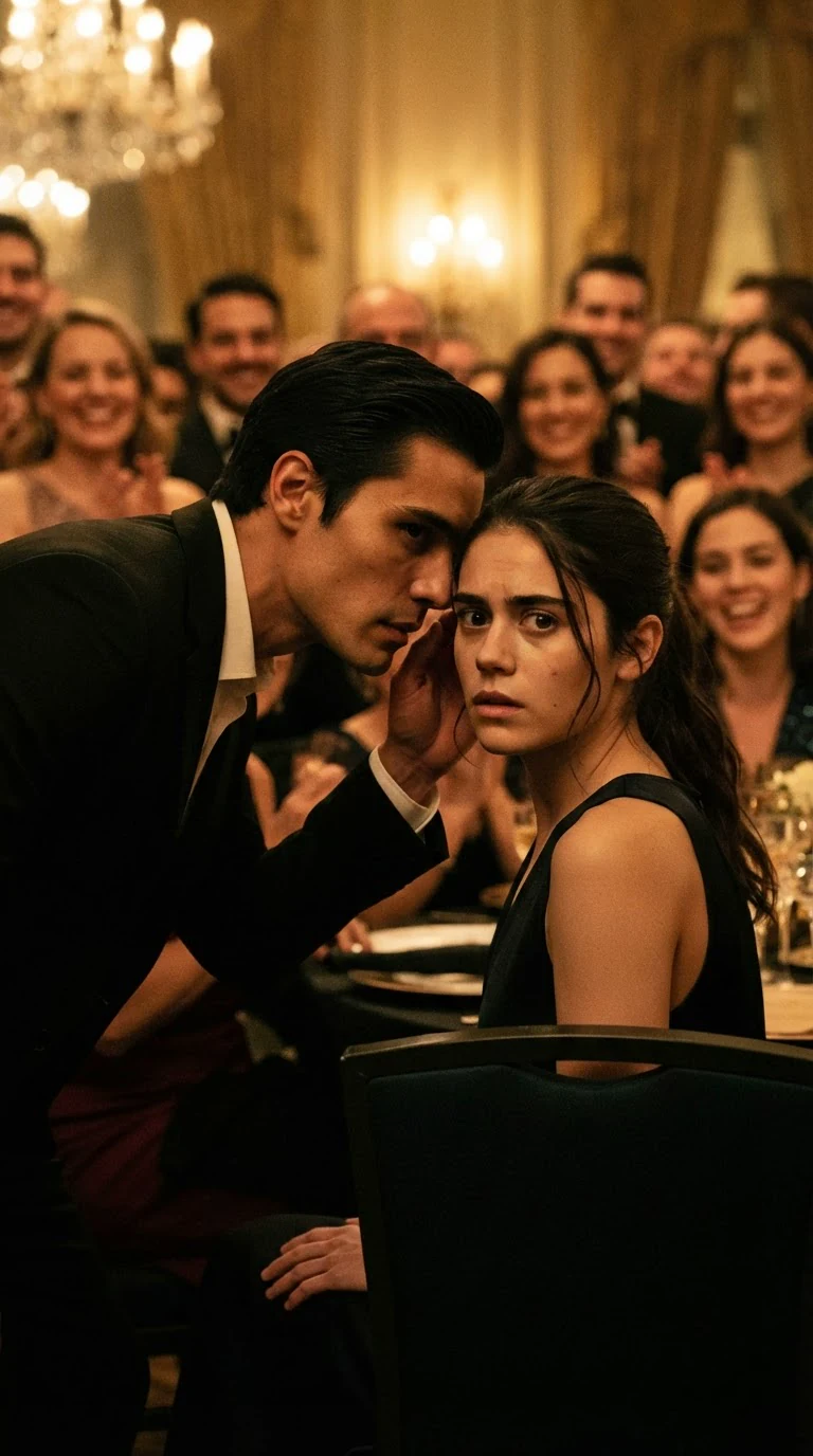 Dante bends to Lola's ear and gives her an order.