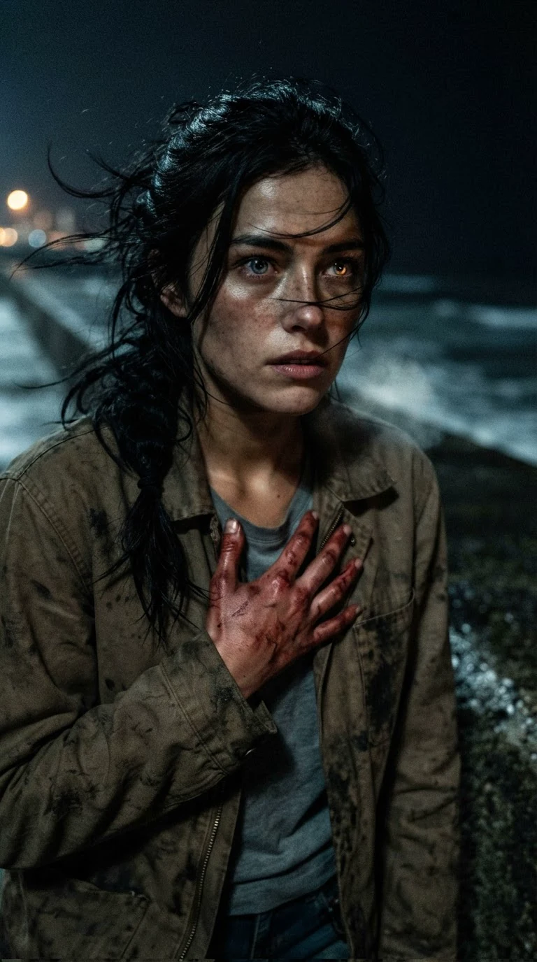 The woman presses a hand to her chest as the bond pulls, her eyes glowing faintly.