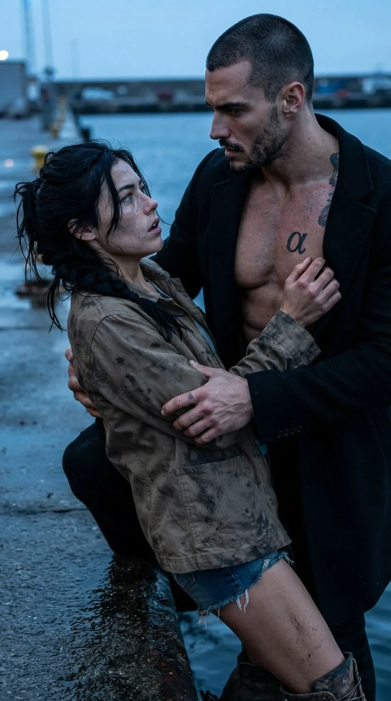Galen clamps a hand around Aria's wrist and hauls her back from the edge.
