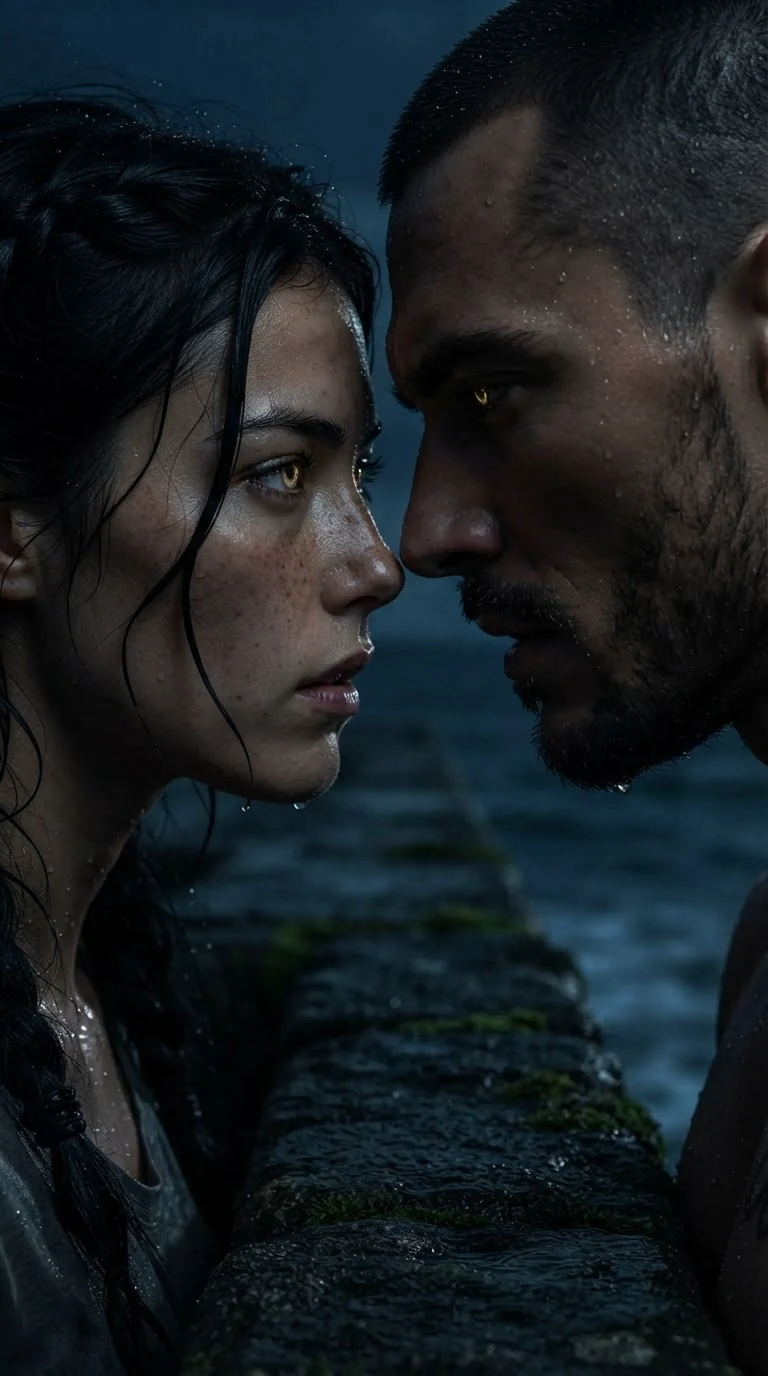 Close on Aria and Galen, both frozen as her eyes begin to glow.