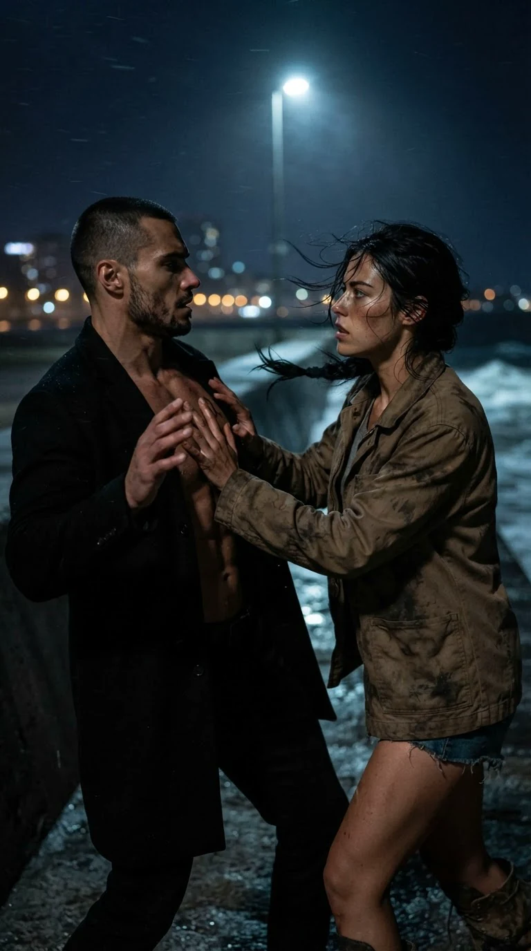 Aria shoves Galen back with both hands and breaks free.