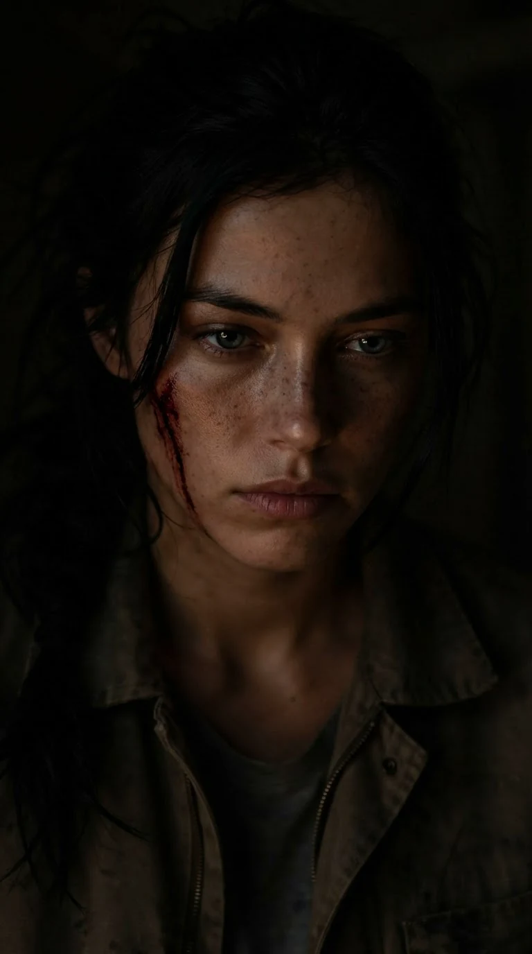 Aria's eyes glow in the dark shed as she swallows down the bond's pull.