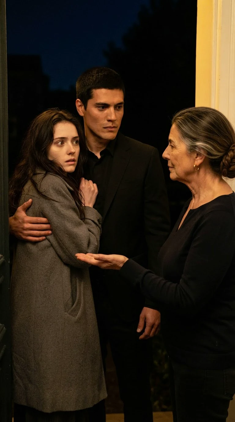 The young woman flinches back and the older woman holds her open hand still.