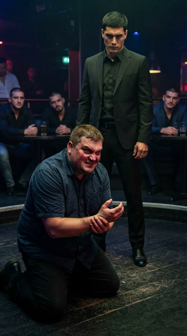 Berto kneels on the club floor holding his wrist while Mattia stands over him and no one helps.