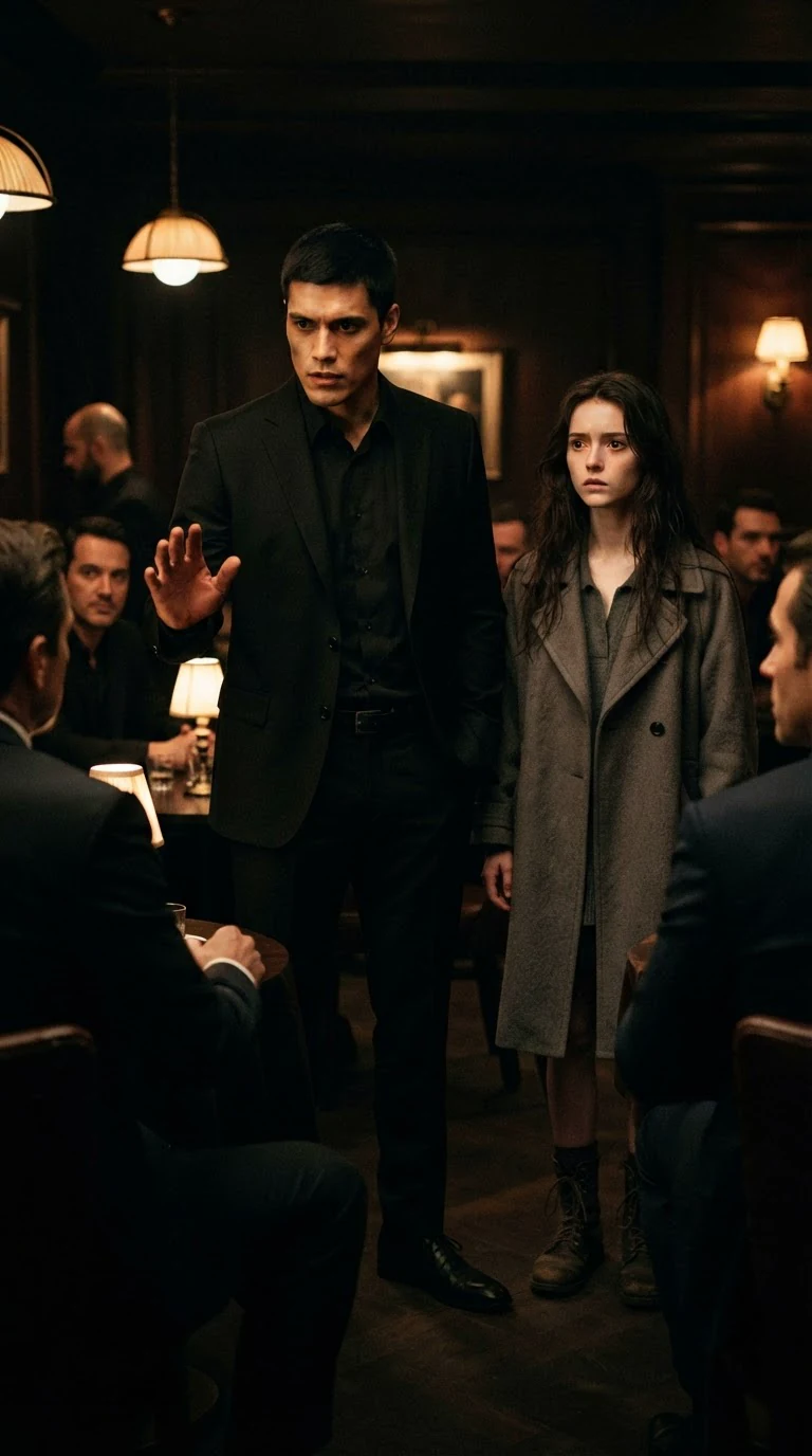 Mattia speaks to the whole club with Aveline small and still beside him.